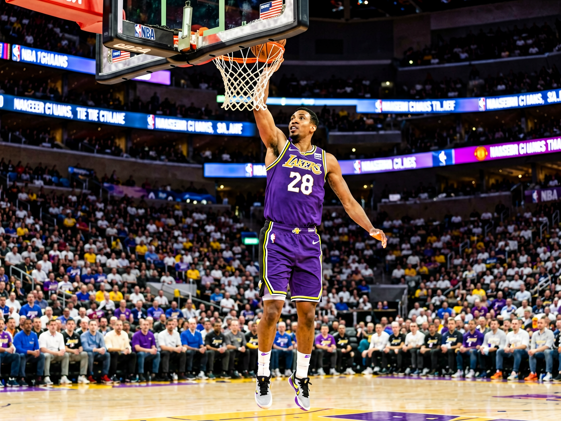 NBA篮球比赛现场球员扣篮精彩瞬间